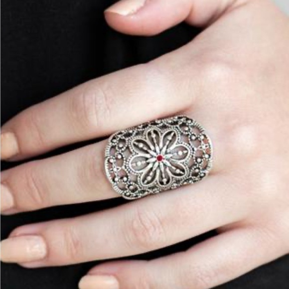 Jewelry - 🔥🔥2 for $8🔥🔥MandalaRing with RedRhinestone center. Fits sizes 6-10